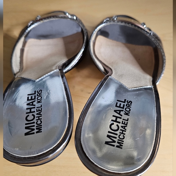 MICHAEL Michael Kors silver open toe mules with 3 inch heels EUC - Picture 6 of 9